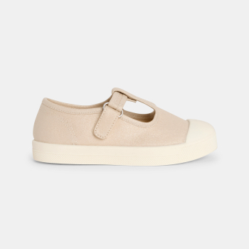 حذاء رياضي بأحزمة قماشية باللون البيج للفتيات